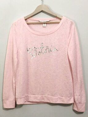 Victoria's Secret Babydoll Pink Word Art Long Sleeve Viscose Top XS